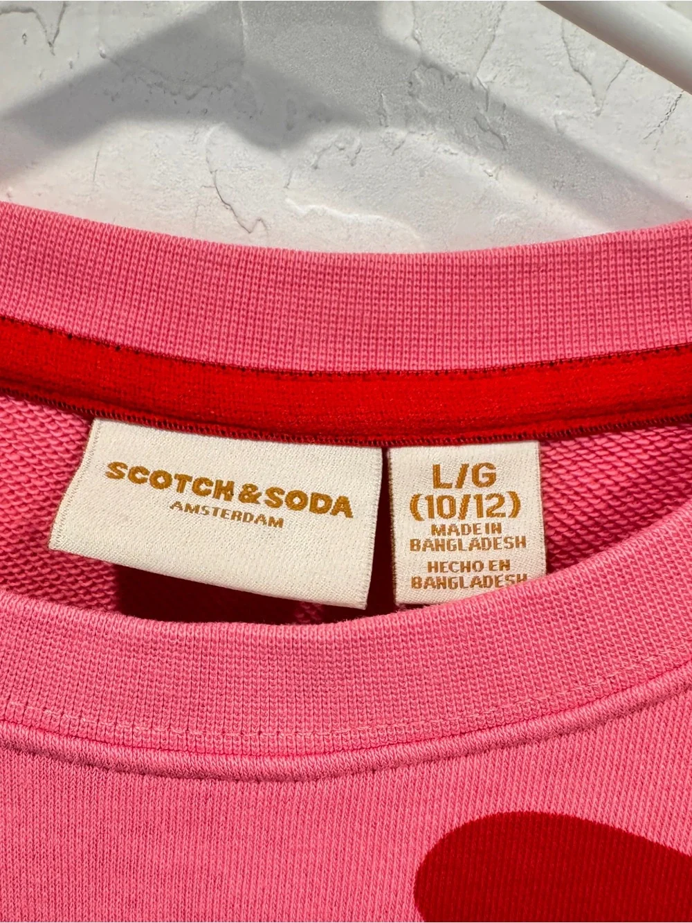 Scotch & Soda Pink Sweatshirt Red Heart Print Love Embroidery Girls Large 10/12